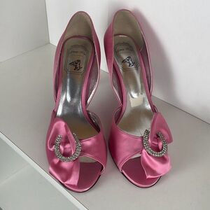 Jinny Kim Pink Satin D'Orsay Pumps 39.5